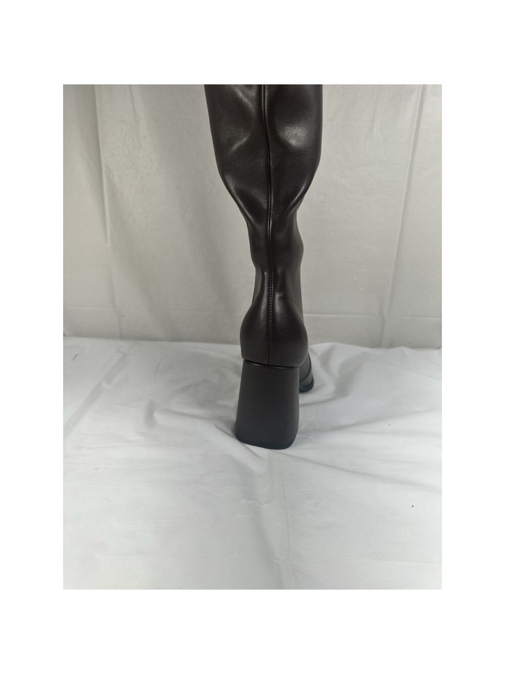 Modatope Knee High Boots Chunky Heel Square Toe Brown Size 6.5 New - Picture 14 of 16